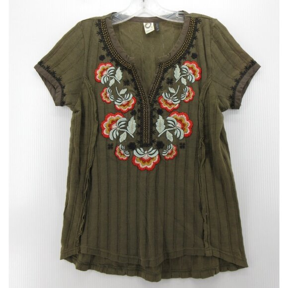Akemi + Kin Tops - Akemi Kin Anthropologie Top XS Blouse Embroidered Floral Boho Knit